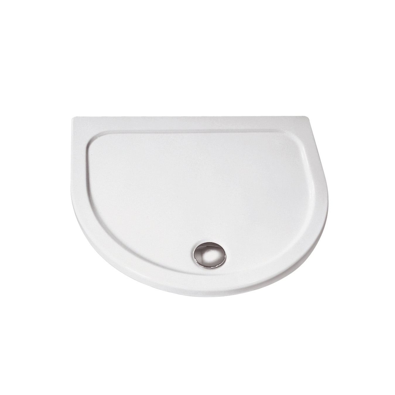 Acryl Duschwanne superflach mit Punktablauf, Halbkreis