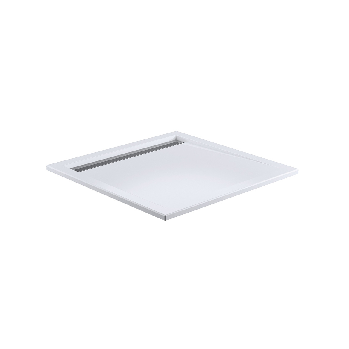 Acryl Duschwannen superflach mit integrierter Ablaufrinne schmal, Quadrat